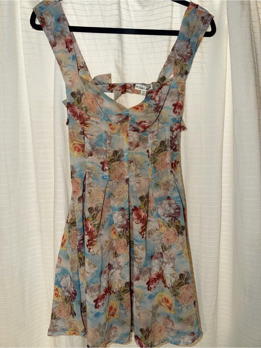 For Love & Lemons Floral Mini Dress in Blue, Pink, Cream